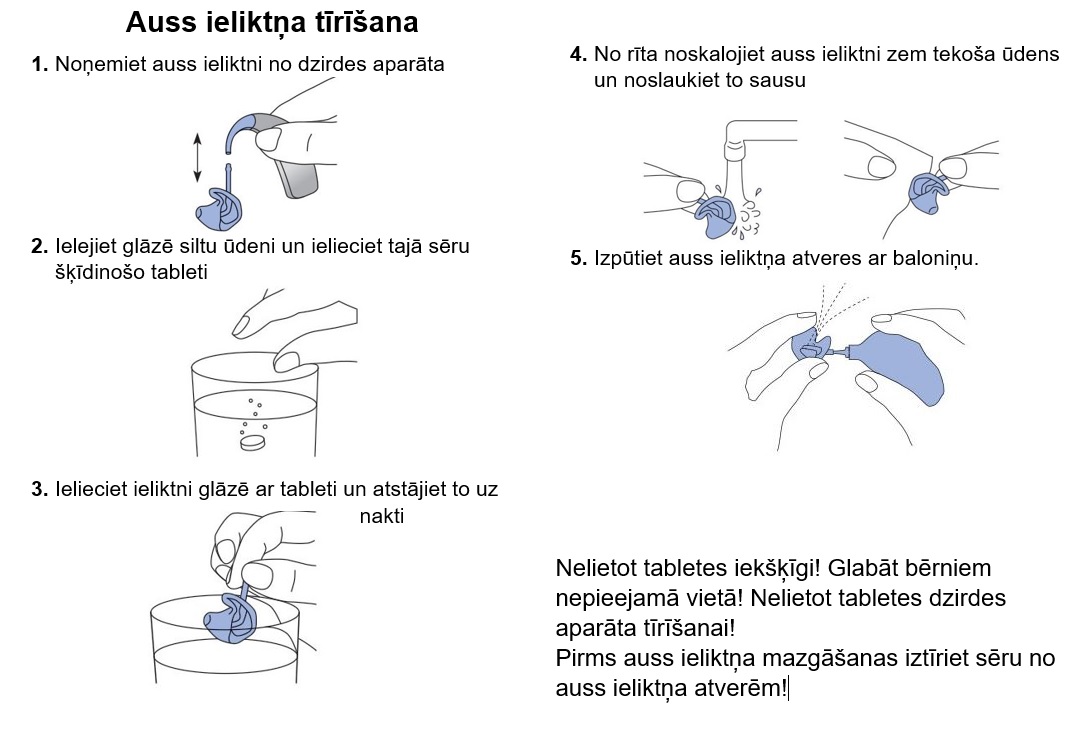 Individuālo auss ieliktņu kopšanas komplekts
